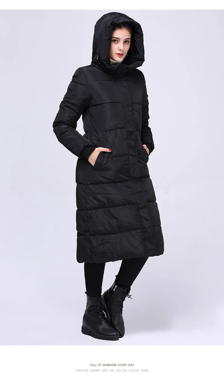 Новая зимняя парка женская модная трендовая приталенная хлопковая куртка и длинная однотонная теплая хлопковая одежда с капюшоном женская одежда с длинным рукавом