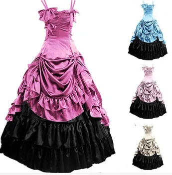 

(GT021) Womens Sleeveless Party Cosplay Costume Satin Gothic Lolita Ball Gown Costumes Victorian Dress Customized