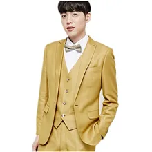 Центр Vent смокинг жениха золото Groomsmen Пик нагрудные Свадебные/ужин Костюмы Best человек Жених(куртка+ Брюки для девочек+ галстук+ жилет) b493