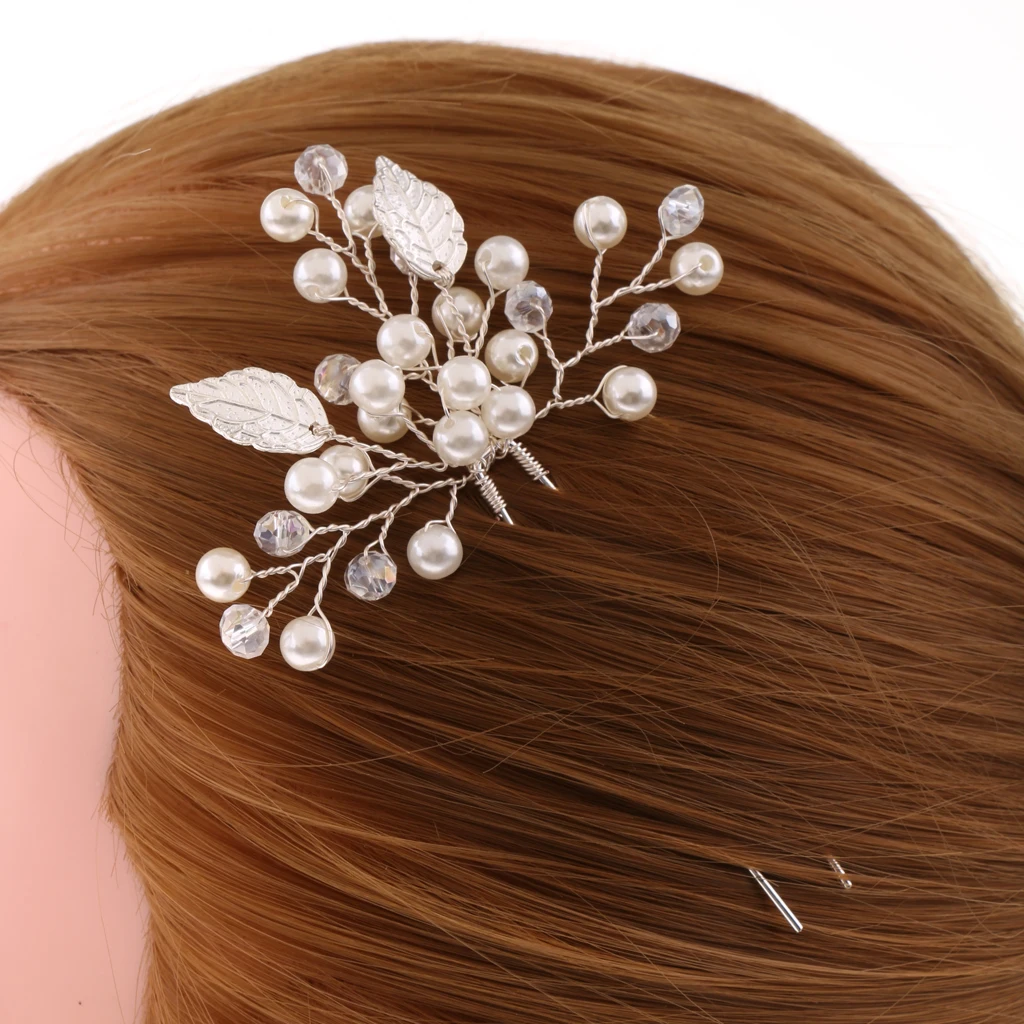 1 Pair Crystal Rhinestone Leaf Hair Pins Vine Wedding Banquet Woman Bridal Hair Jewelry Photo Prop