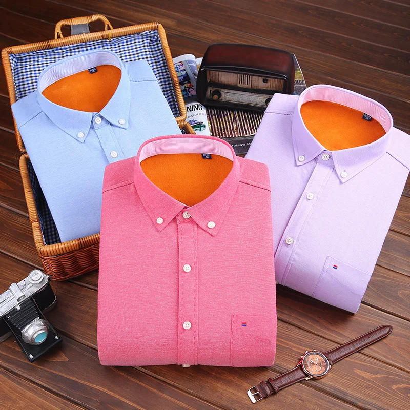 JeeToo 2018 Oxford Men Shirt Long Sleeve Slim Fit Male Shirt Oxford