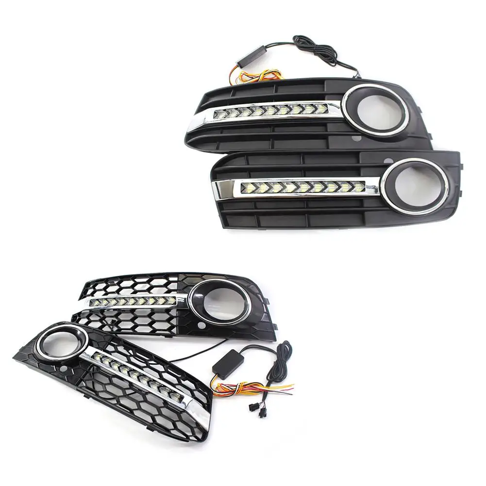 

Car Flashing LED Daytime Running Light Yellow Light Turn Light Signal Lamp Grille Kit For Audi A4B8 2009-2011