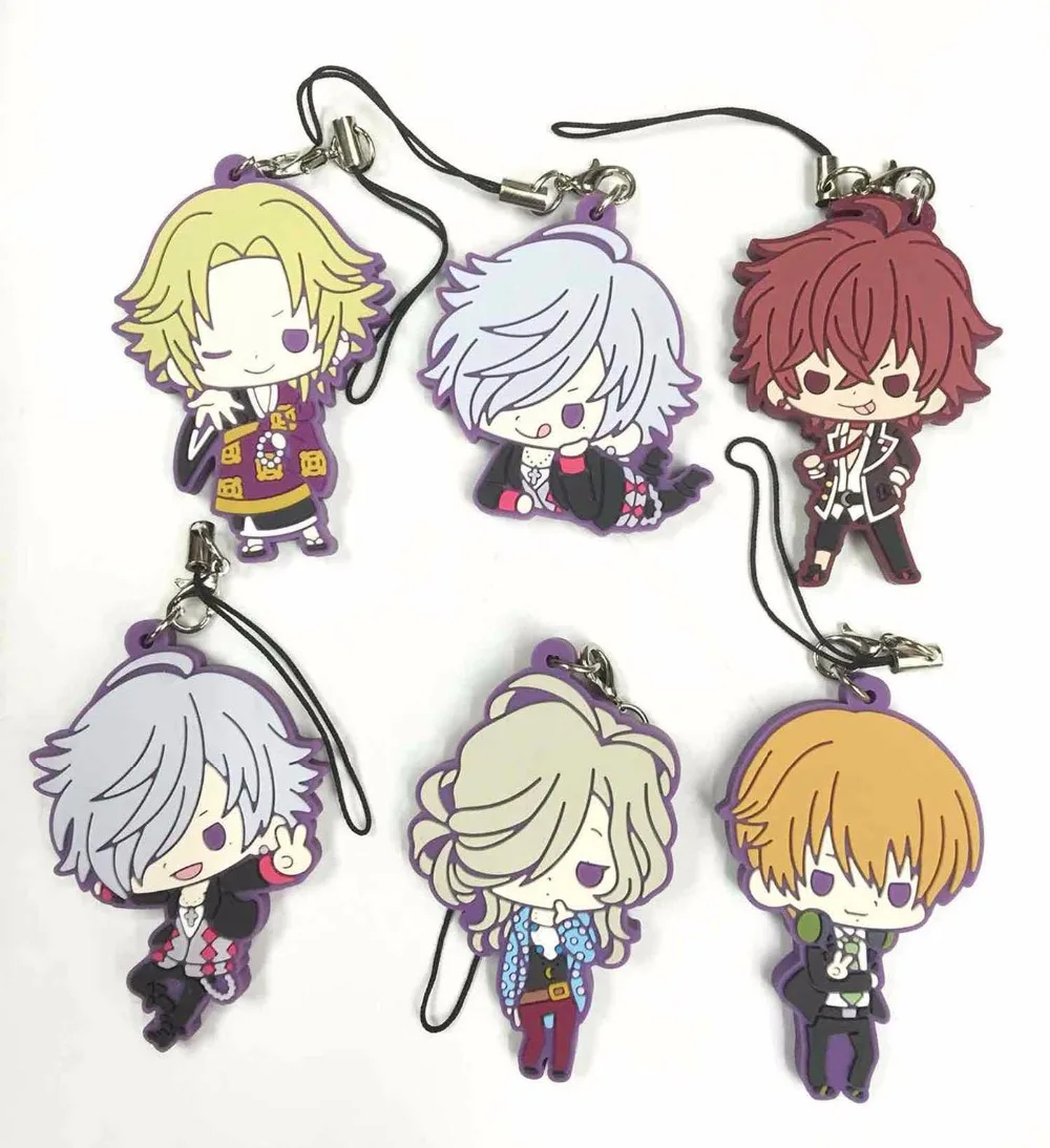 G420 6pcslot BrothersConflict Original Japanese anime figure rubber Silicone sweet smell mobile phone charms keychain strap