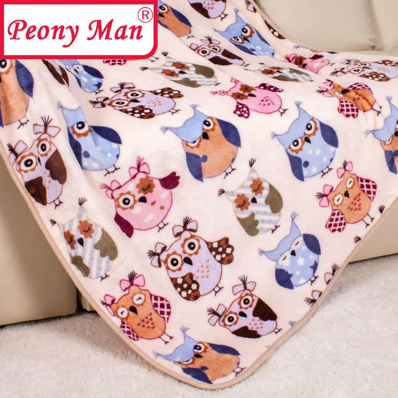 

High Quality Baby Blanket Kids Cartoon Throw Cobertor Aircon Child Sheet Thick Warm Owl Plaid Blankets Super Soft Flannel Fleece