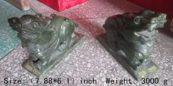 

7.88 inch / A Pair of Elaborate China southern Taiwan jade kirin feng shui auspicious statues,to ward off bad luck dog