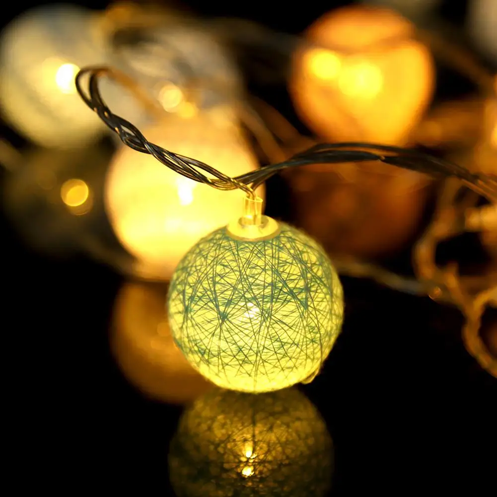 

20LED Colorful Cotton Balls String Lights pisca pisca Christmas LED String Fairy Lights Party Wedding Room Decorative Lamp