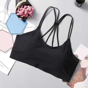 

Women Cross Strap Padded Underwear Beauty Back Female Wire Free Bra Sexy Lingerie Soft Bras