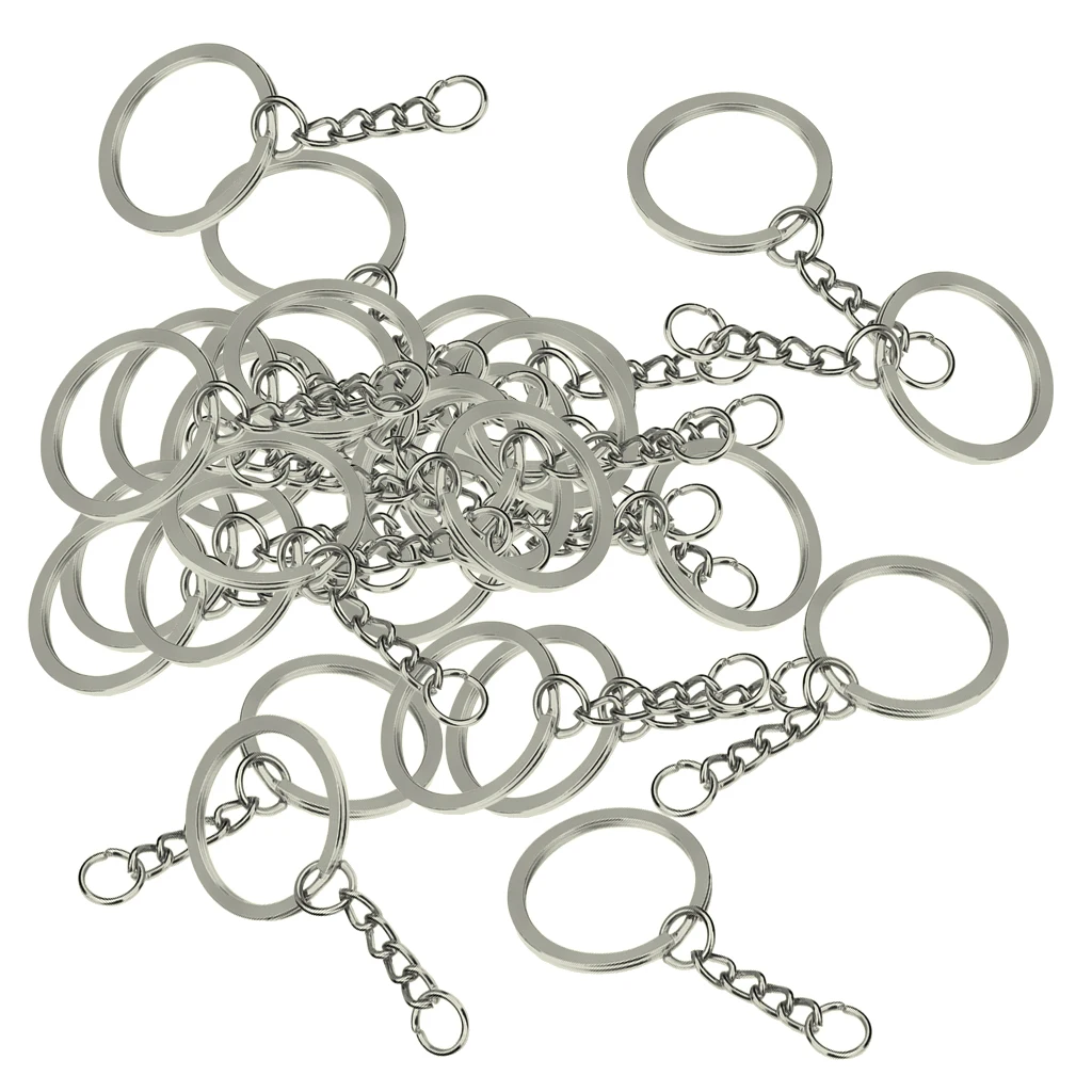 30 Piece Key Chain with 28mm Open Jump Ring Connector Key Rings Findings for Jewelry Making Crafts