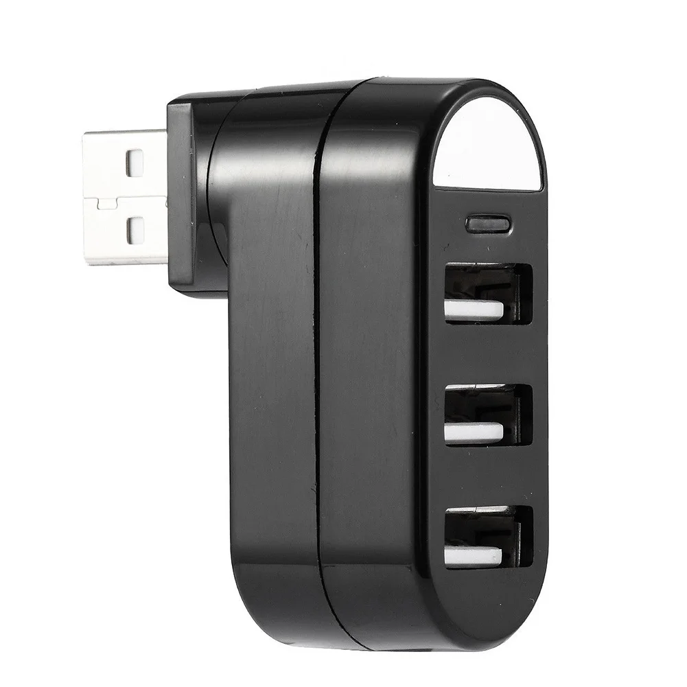 New 3 Port USB 2.0 Rotating Splitter Adapter Hub For PC Laptop Notebook Mac Mini
