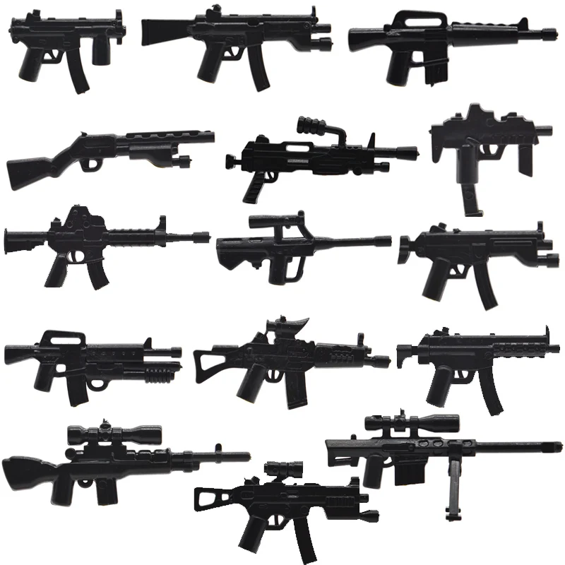 10 шт./лот WW2 военное оружие MP5KS армии Книги об оружии M249 SG552-S M4A1 M14A часть строительные блоки аксессуары игрушки для детей - Цвет: 15pcs set
