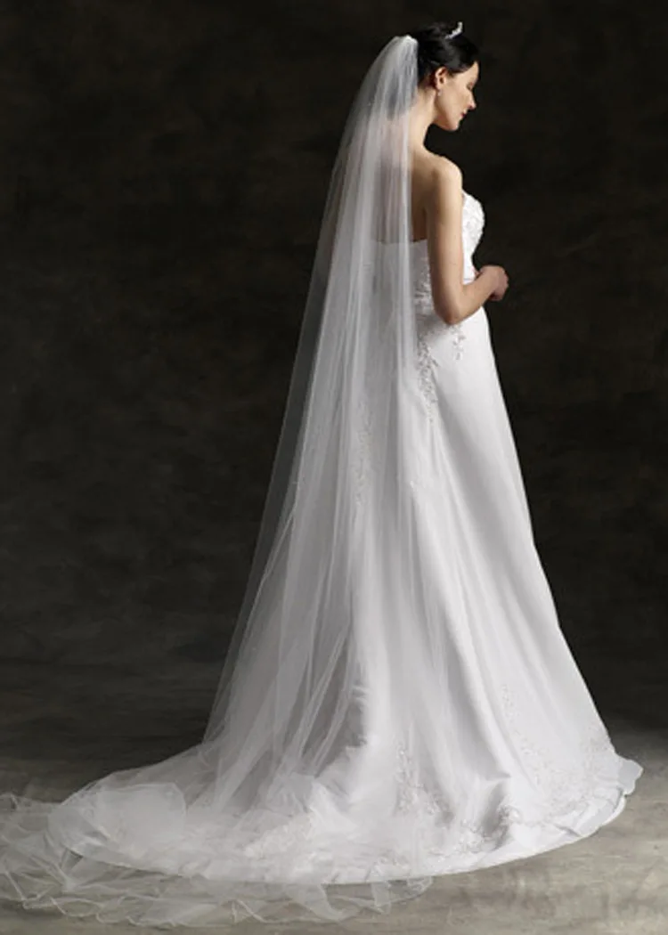 

Cheap 2M Cut Edge White Long Bridal Veils One Layer Cheap Comb 1T Wedding Veils with Comb