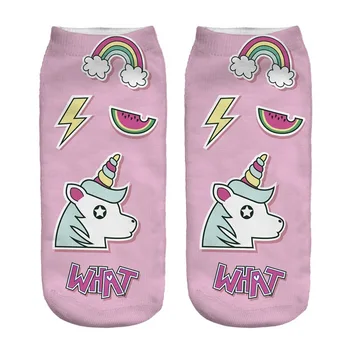 

Unicorn lightning watermelon rainbow pink socks print socks