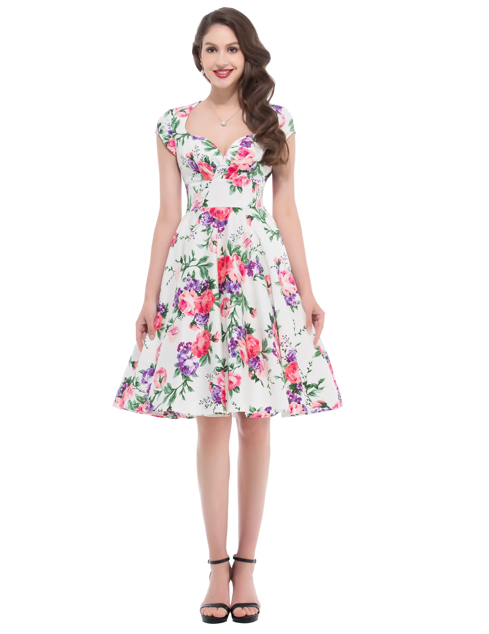 BP Stock 90s gothic Cap Sleeve V-Neck Cotton Retro Vintage dress for Party wedding floral Picnic big swing Dress elegant vestido BP Stock 90s gothic Cap Sleeve V-Neck Cotton Retro Vintage dress for Party wedding floral Picnic big swing Dress elegant vestido