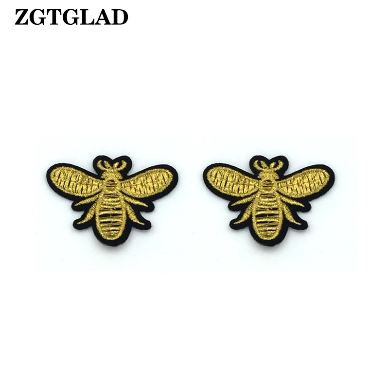 ZGTGLAD 2 шт. новые патчи с вышивкой утюгом на пчеле нашивки для ткани футболки сделай