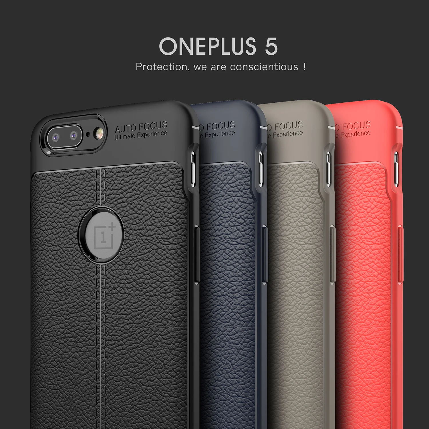 New for Oneplus 5 case Shockproof soft TPU litchi skin dermatoglyph Case armor back cover full protection |