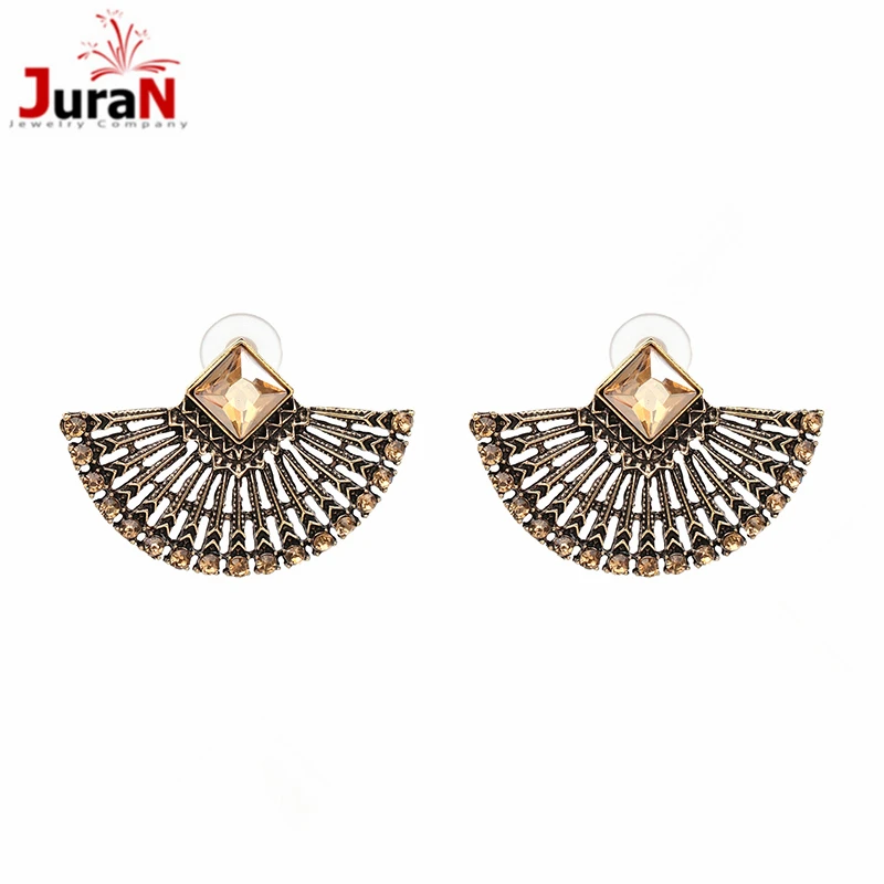 JURAN New Geometric Crystal Stud Earrings For Women Statement Fringe Earrings Vintage Christmas