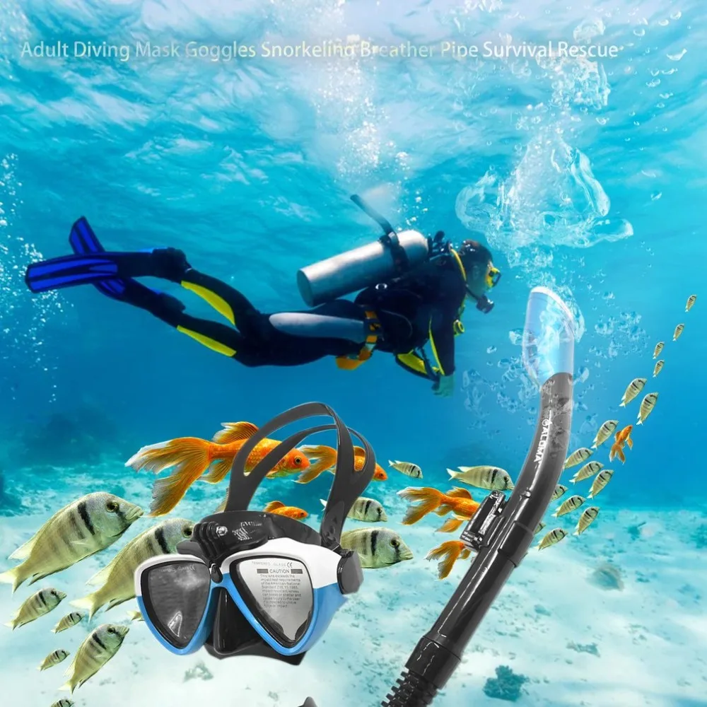 Силиконовые взрослых трубку набор маска для дайвинга Плавание Подводное очки подводное плавание трубка сапуна выживания спасения AM206GP + 408