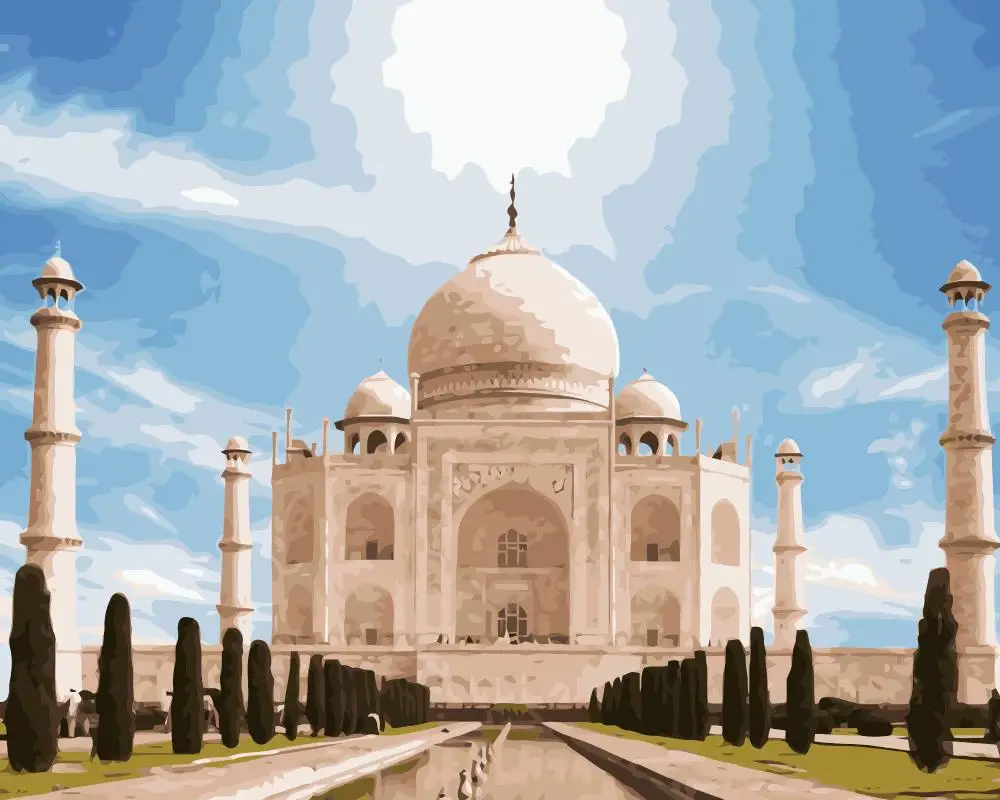 MaHuaf-j224 Beautiful Taj Mahal DIY drawing by numbers canvas painting for  living room