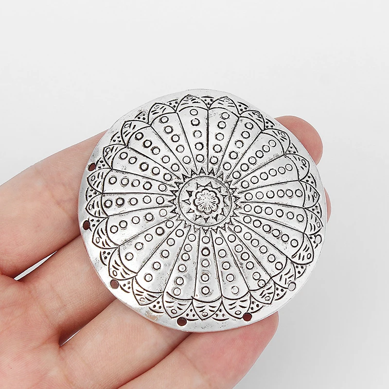 

6PCS Tibetan Silver Large Metal Round Charms Abstract Umbrella Pendants Connectors DIY Necklace Finding Jewelry