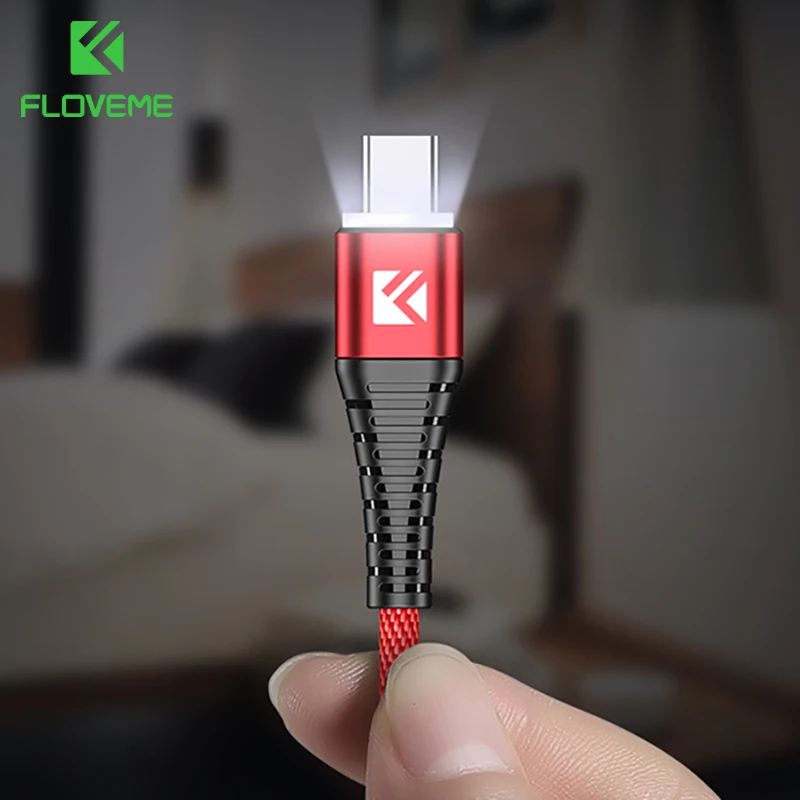 FLOVEME USB Type C кабель для Samsung Galaxy S10 S9 S8 Plus светодиодный зарядное устройство быстрой