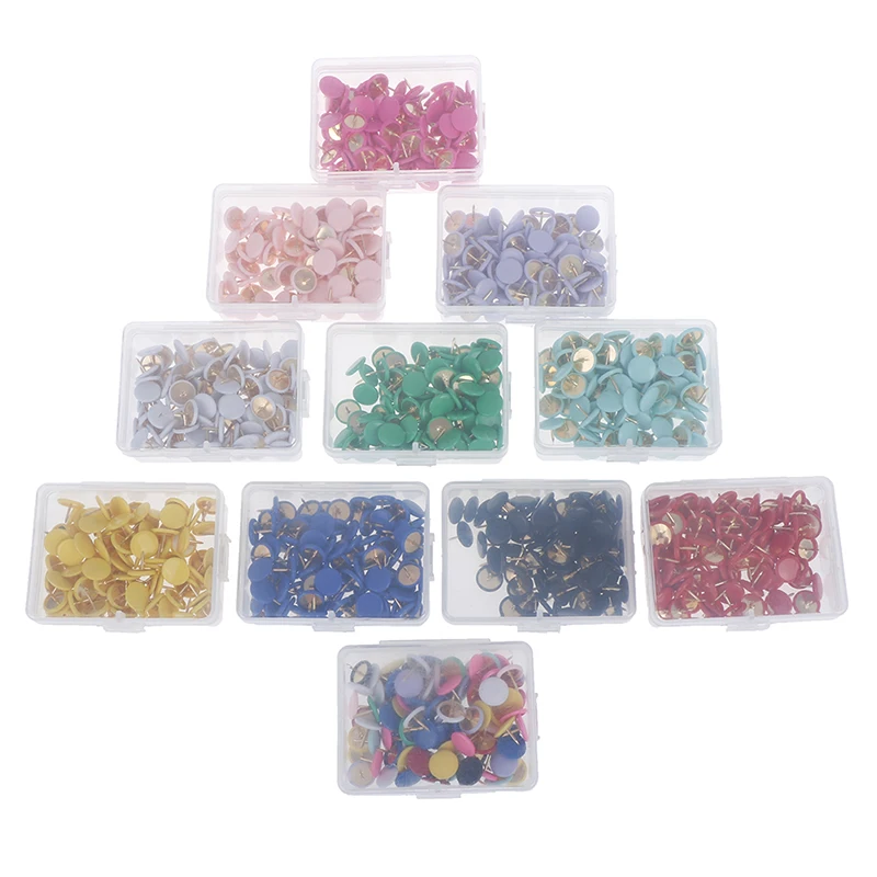 

100pcs/set Colorful Metal Push Pins Paper Map Cork Board Capped Headed Fixing Thumb Tacks Pin Office School Supplies