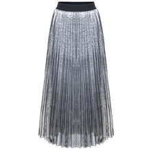 Высокая талия Женская длинная юбка плиссированные юбки модный дизайн Топ бренд женские весенние юбки Женская длинная юбка макси миди