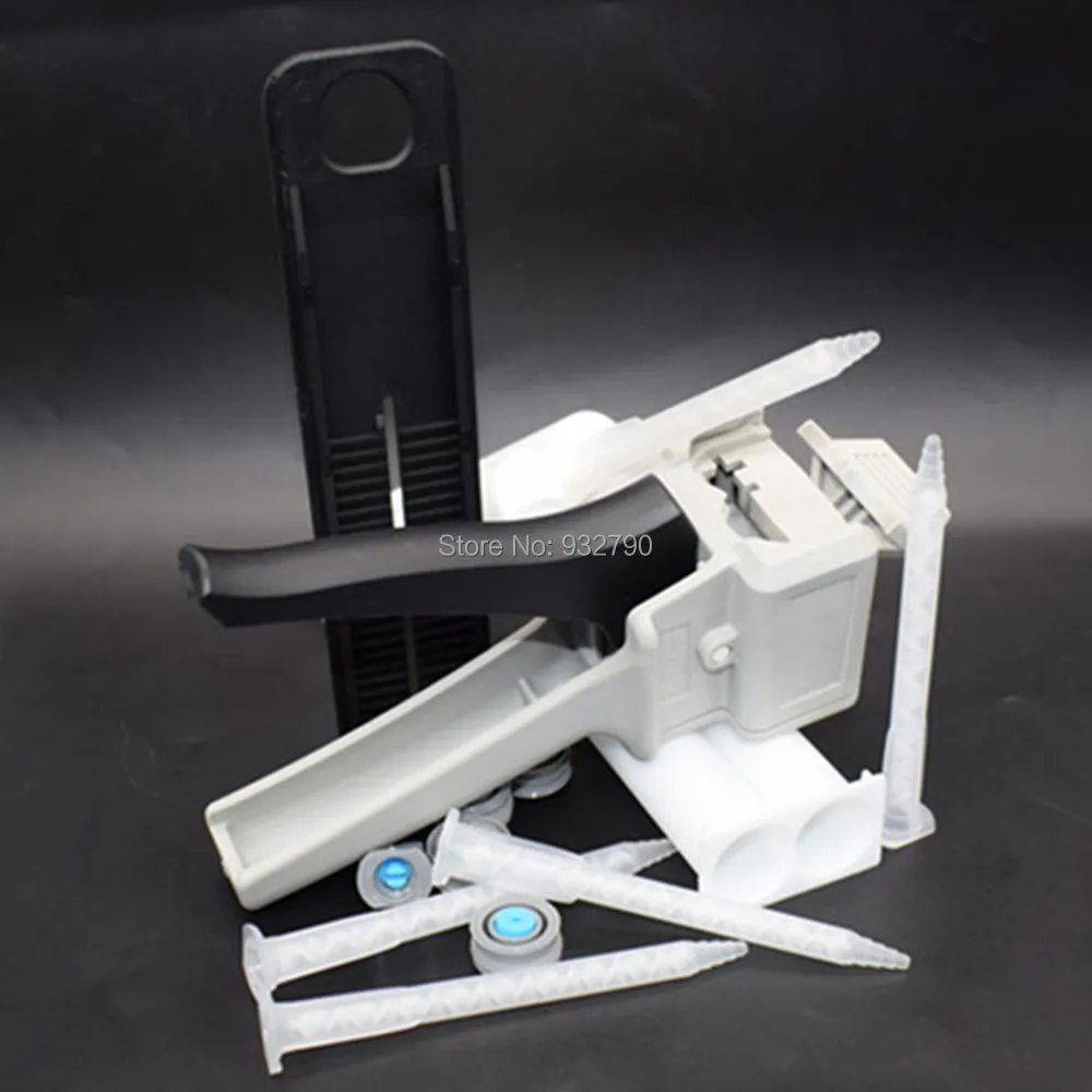 5pc Resin Static Mixer Mixing Nozzles + 2pc 50ml Epoxies Adhesive Glue Cartridge + 1:1 50ml Epoxy Adhesive Gun Manual Applicator