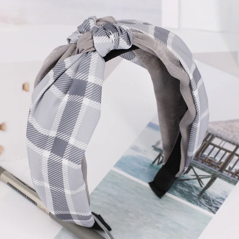 4 plaid head wrap Сладкий плед ткань лоскутное тюрбаны головы Обёрточная бумага для девочек корейский аксессуары для волос Мода центр завязанной для Для женщин - Цвет: 4 plaid head wrap