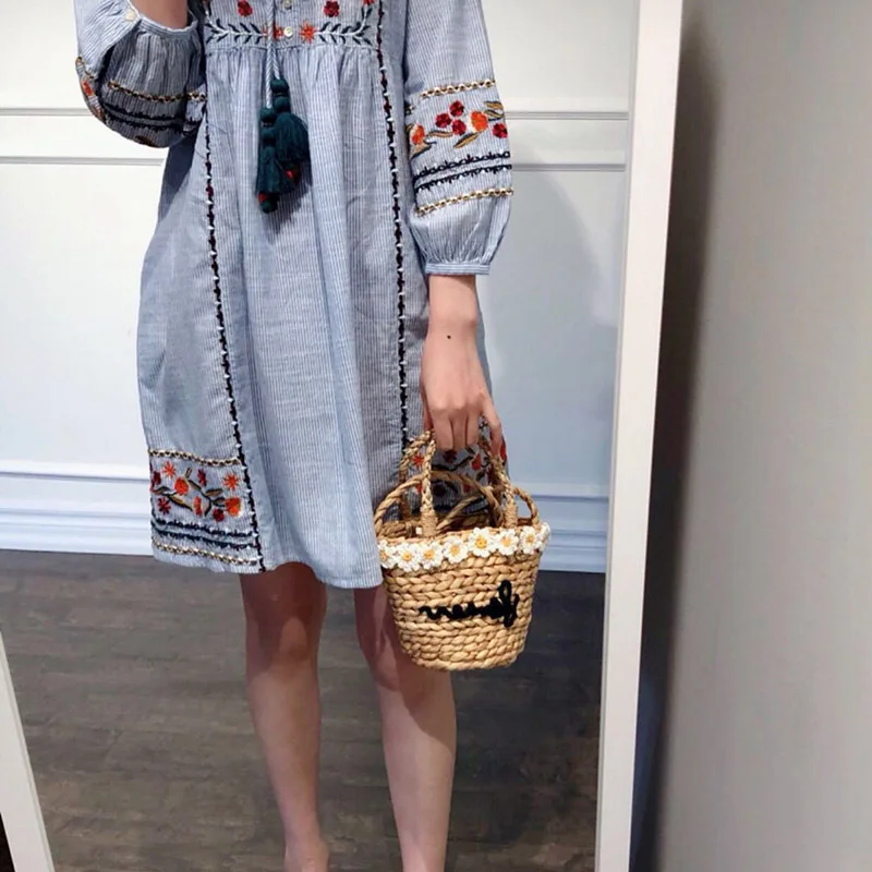 Women Summer Beach Handbag Female Straw Bags Vintage Handmade Lady Shoulder Bag Travel Flower Mini Weave Crossbody Tote SS3117 (9)