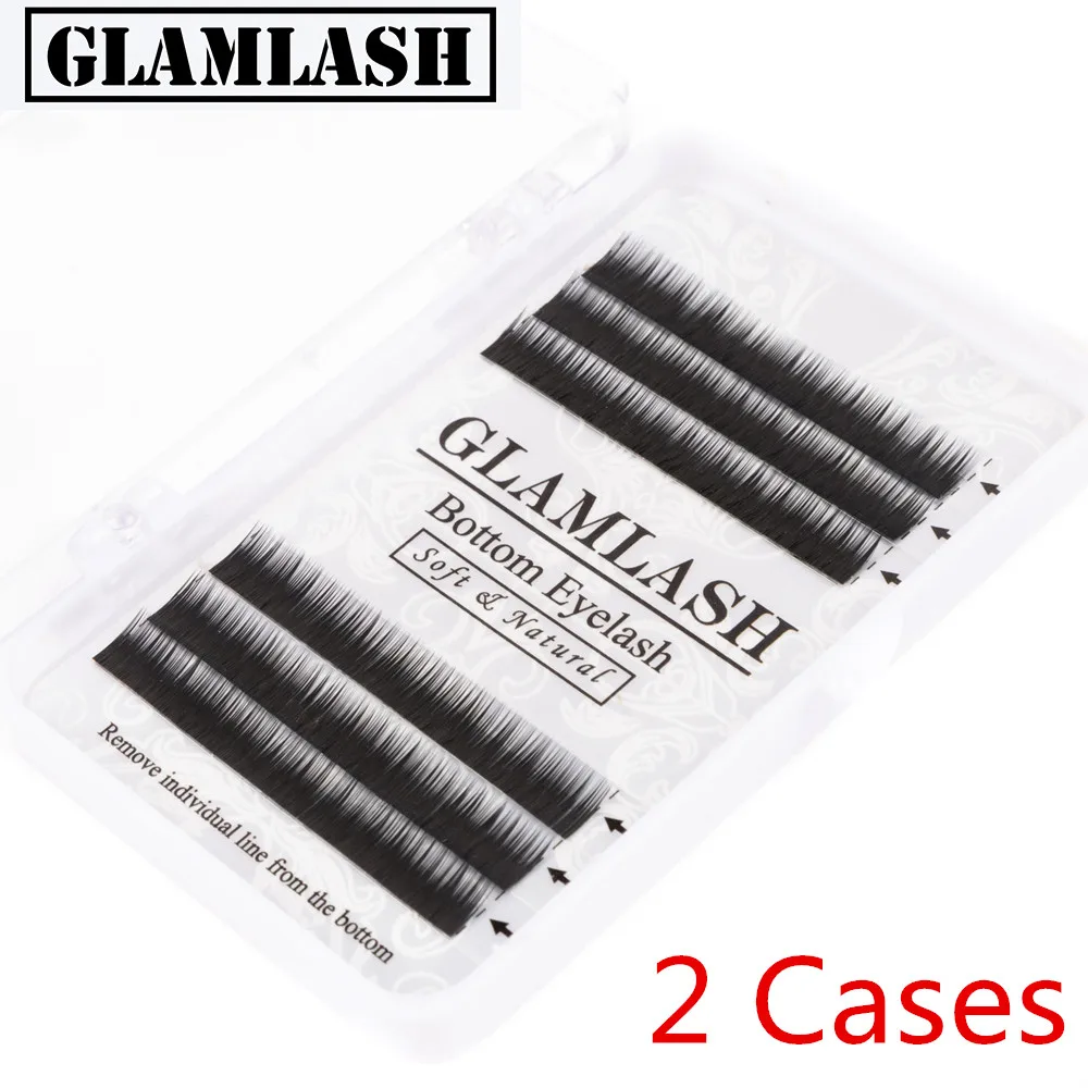

GLAMLASH 2 Cases Black Color J Curl 0.10 Thickness Eyebrow Eyelash Extension 5mm 6mm 7mm Semi-permanent Bottom Lashes Makeup
