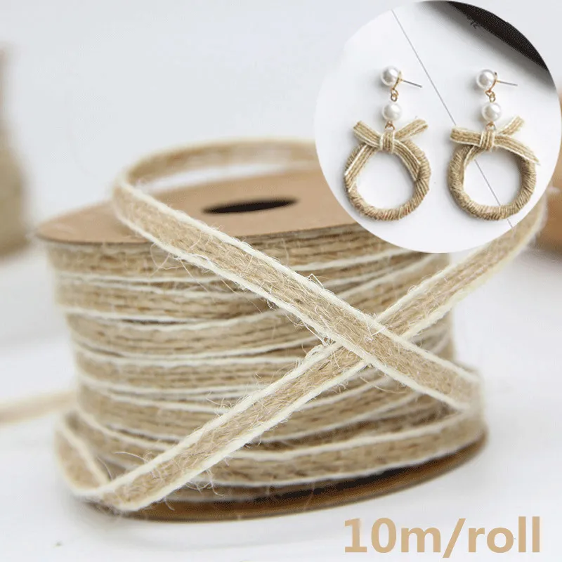 

10m/roll Jute Lace Burlap Rolls Hessian Ribbon Vintage Rustic DIY Craft Tag Label Hang Hemp Rope Birthday Party Gift Package Dec