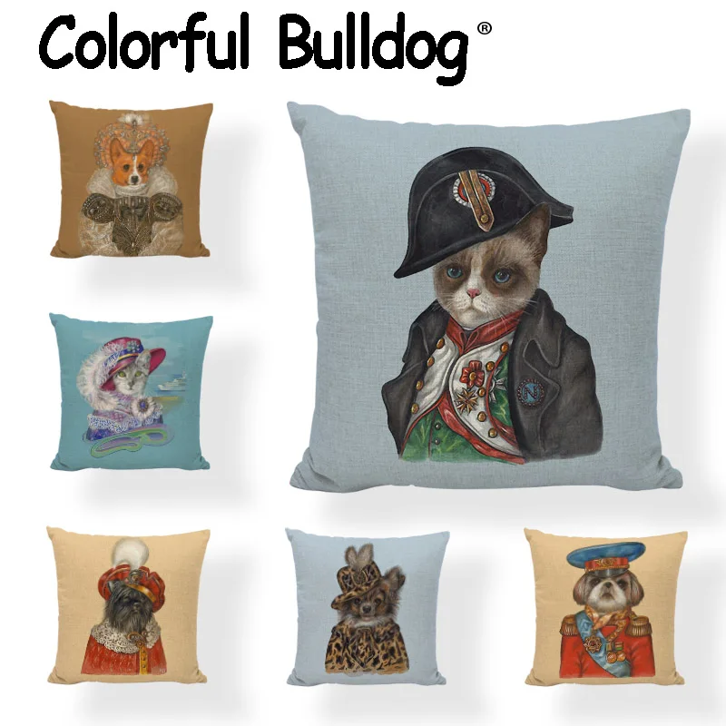 

Cute Animal Cushion Cover 45*45cm Yorkshire Pug Corgi Poodle Cat Rabbit 1 Side Print Car Living Room Sofa Home Decor Pillowcase