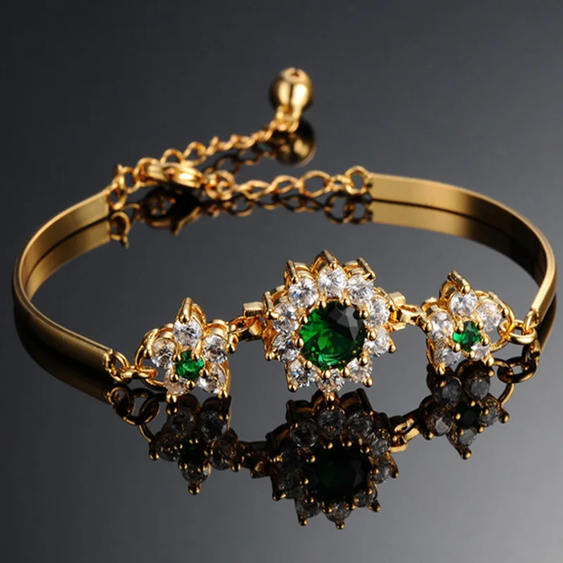 Preise 2019 luxus 18 K Gold Armbänder für Frauen Mode Armband Zubehör Kristall Charme Hochzeit Schmuck Geburtstag Geschenke