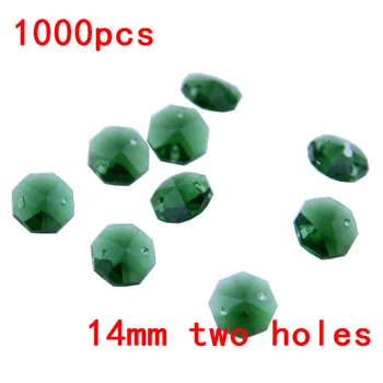 

Crystal 1000pcs/Lot 2 Holes Dark Green 14mm Glass Octagon Beads Crystal Chandelier Prism Parts Pendant For Strand Garlands