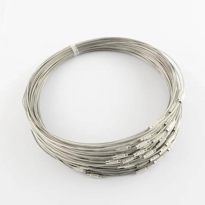 

Pandahall 100pc 17.5"x1mm Stainless Steel Wire Necklace Cords DIY Jewelry Making Necklaces Supplies with Brass Screw Clasp