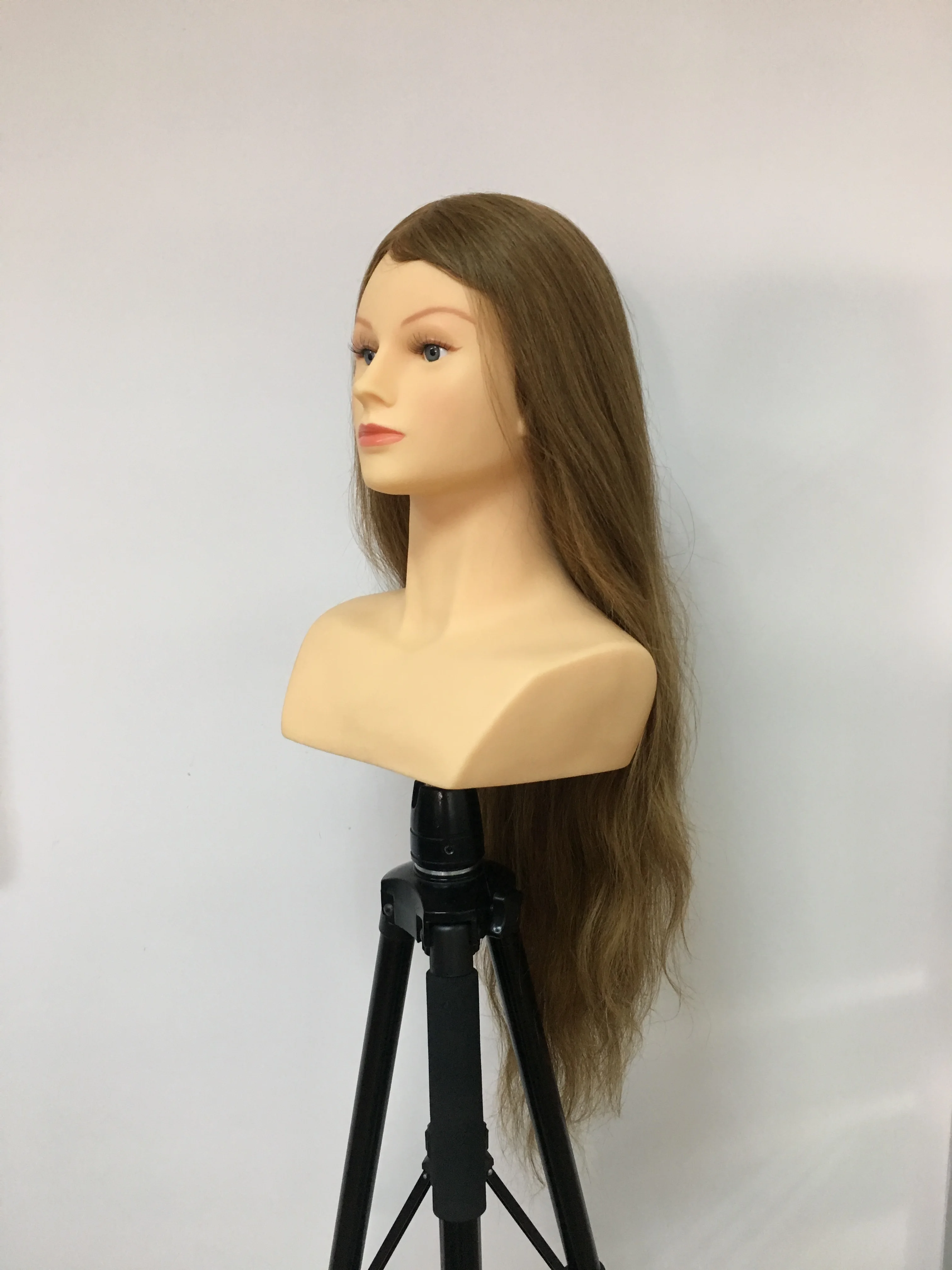 PROHAIR-60 см, 24 дюйма,, светильник для человеческих волос, коричневая голова для соревнований, манекен для парикмахерских, Кукольная голова для парикмахеров