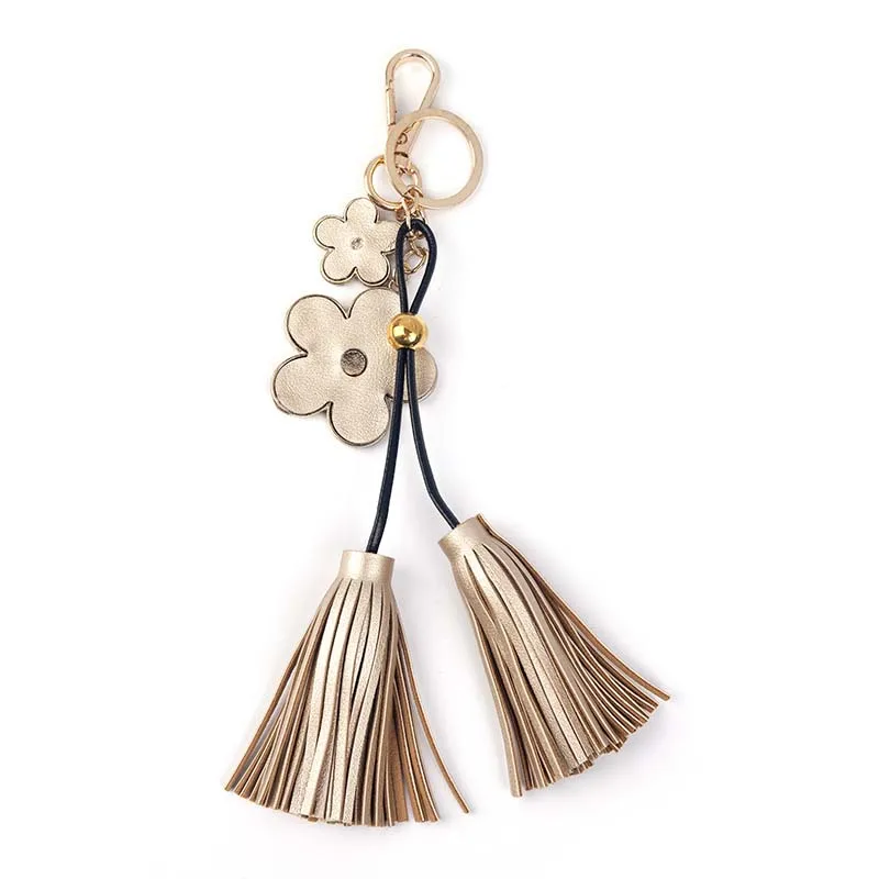 

Cloth flower key ring Chiffon tassel car key chains Lady couple bag ornaments creative fashion charm flower ornaments keychain