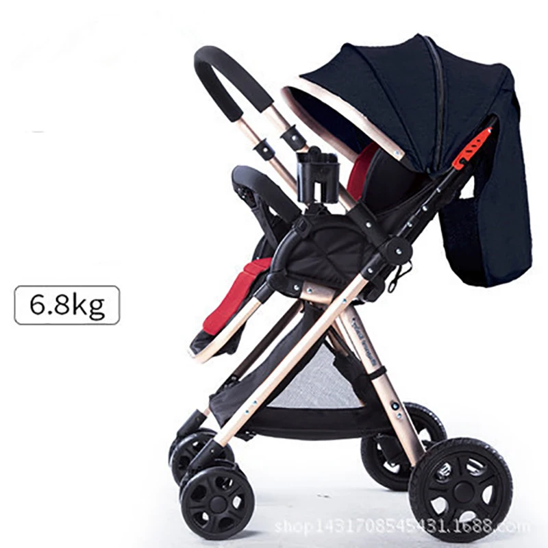 Светильник, детская коляска с зонтиком, высокий пейзаж, двусторонняя детская коляска, четыре колеса, ударная складная детская коляска, отправка 8 подарков