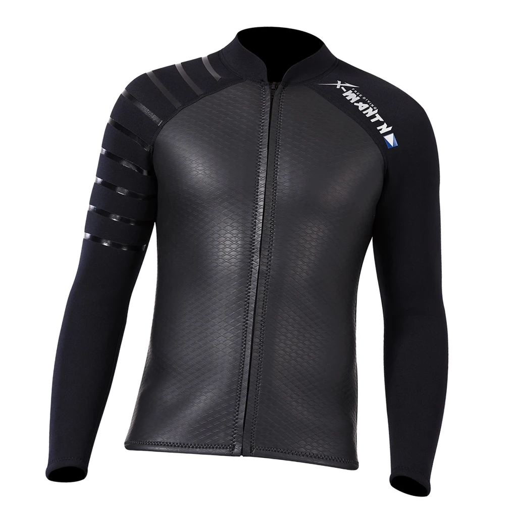 Men 3mm Wetsuit Jacket Top Long Sleeve Neoprene Wet Suits Swimwear Beachwear Rash Guard