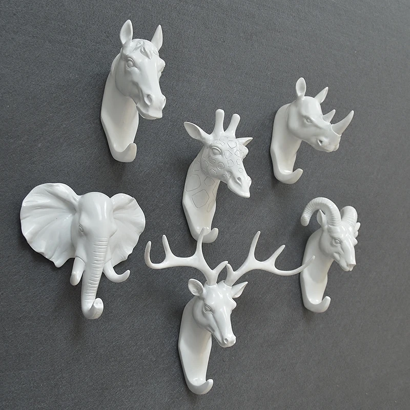 Deer head hooks creative three dimensional animal heads  European style living room doors  back walls  clothes  walls  keys deco