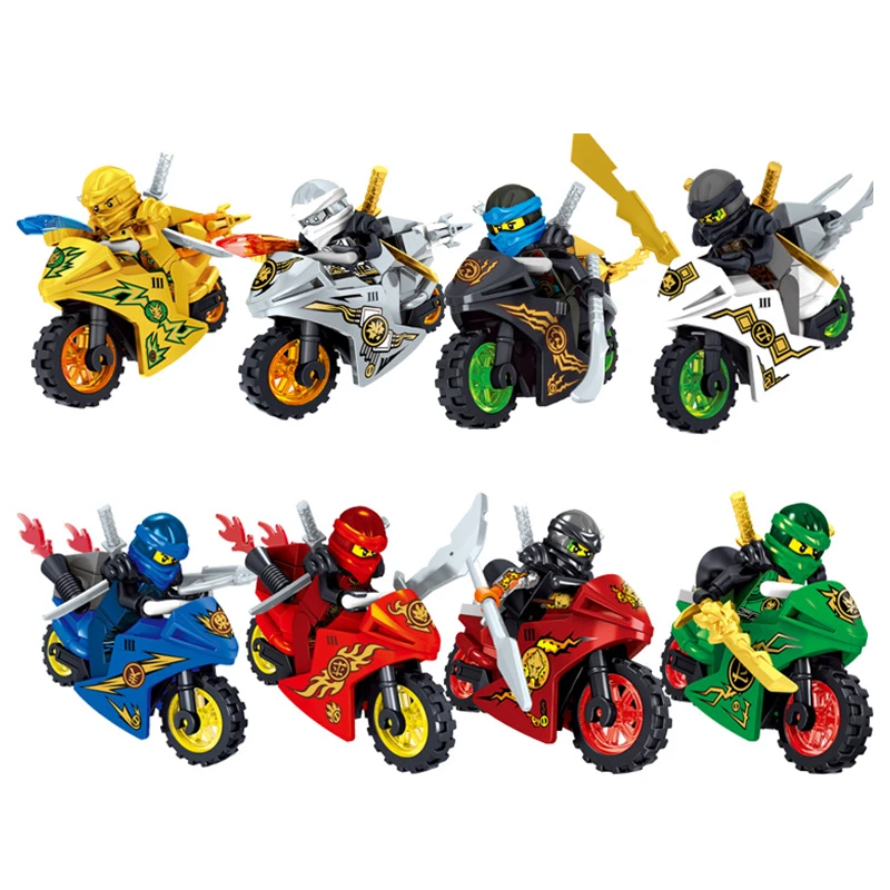 

8pcs Ninja Motorcycle Building Blocks Bricks toys Compatible legoINGly Ninjagoed Ninja for kids gifts Carmadon Kai Jay Zane Cole