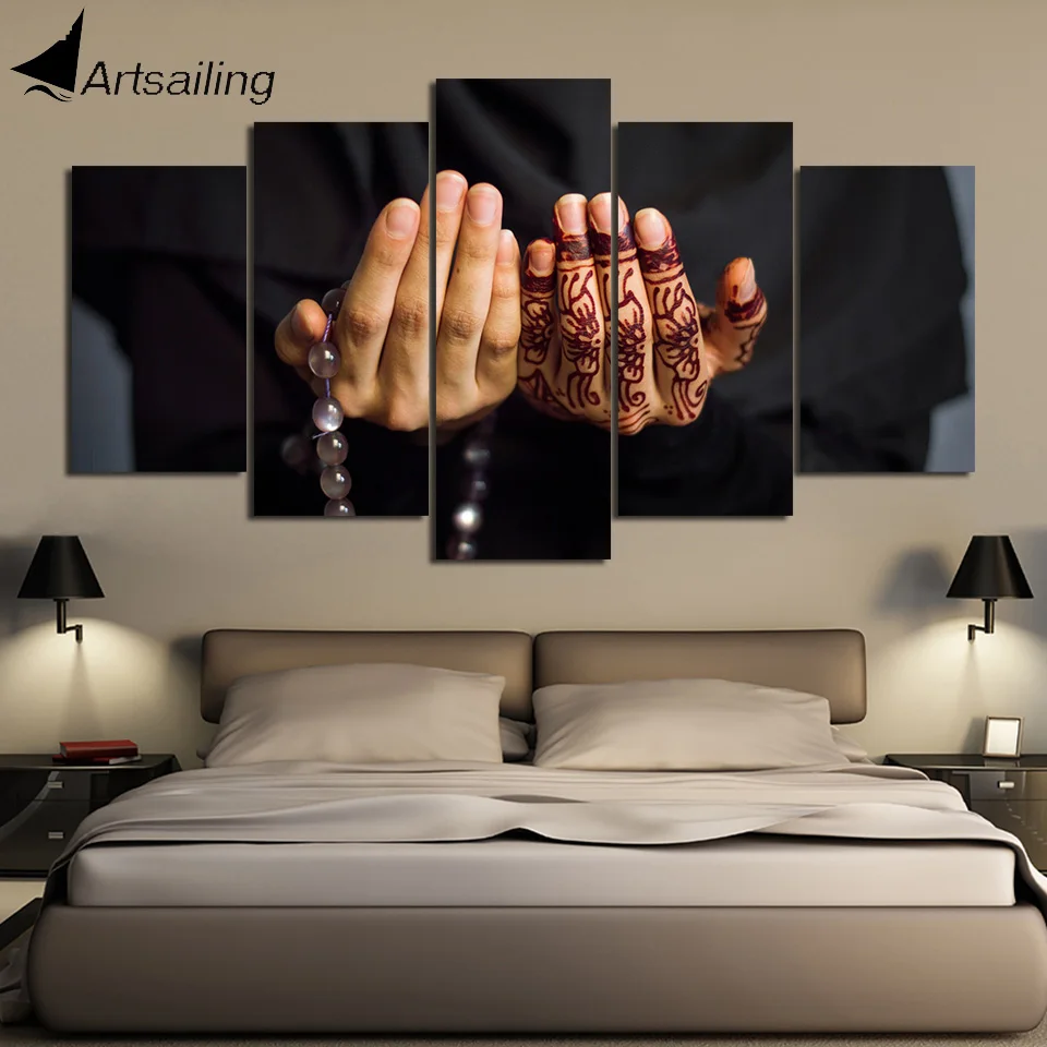 Ready to Hang! Praying Hands Picture on Stretched Canvas Wall Art Décor