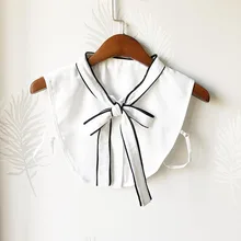 Элегантный женский кардиган, свитер, рубашка, бандажный ремень, бант, Поддельный Воротник, бант, ложный съемный воротник, шифоновая блузка с лацканами, топы