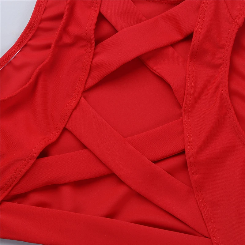 Kid Girls Tank Dance Ballet Crop Top Sleeveless Mock Neck Criss Cross Back Tanks Bra Tops Ballet Dance Sports Bra ballet tops kids dance tops