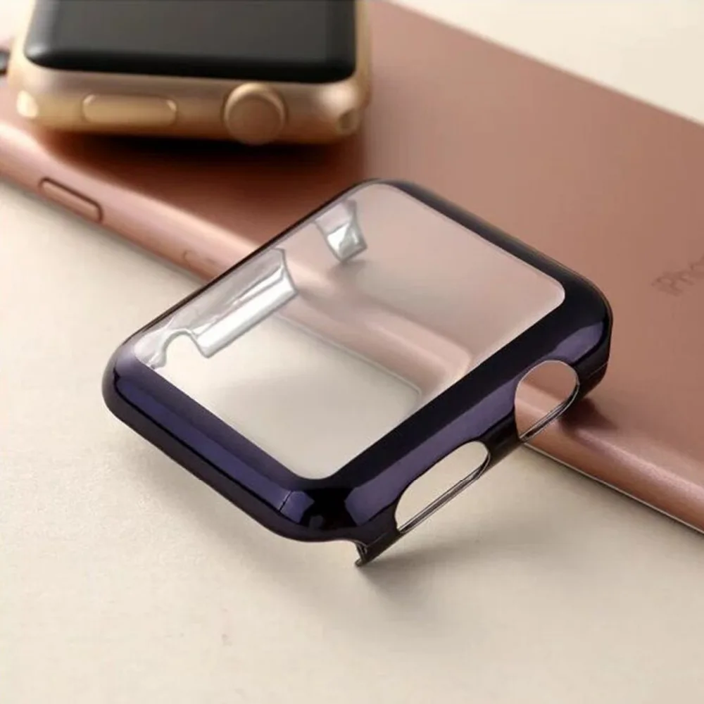 Чехол для apple watch series 6 5 4 3 2 1 защитная пленка экрана аксессуары iwatch band 38 мм 42 40 44