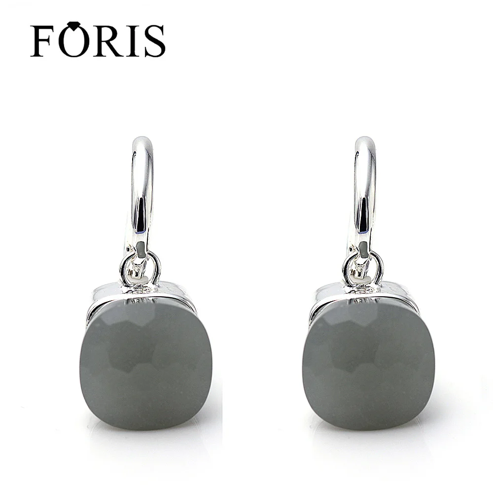 FORIS 18 цветов Роскошные ювелирные изделия Модные большие серебряные серьги с кристаллами для женщин подарок хорошее ювелирное изделие PE030