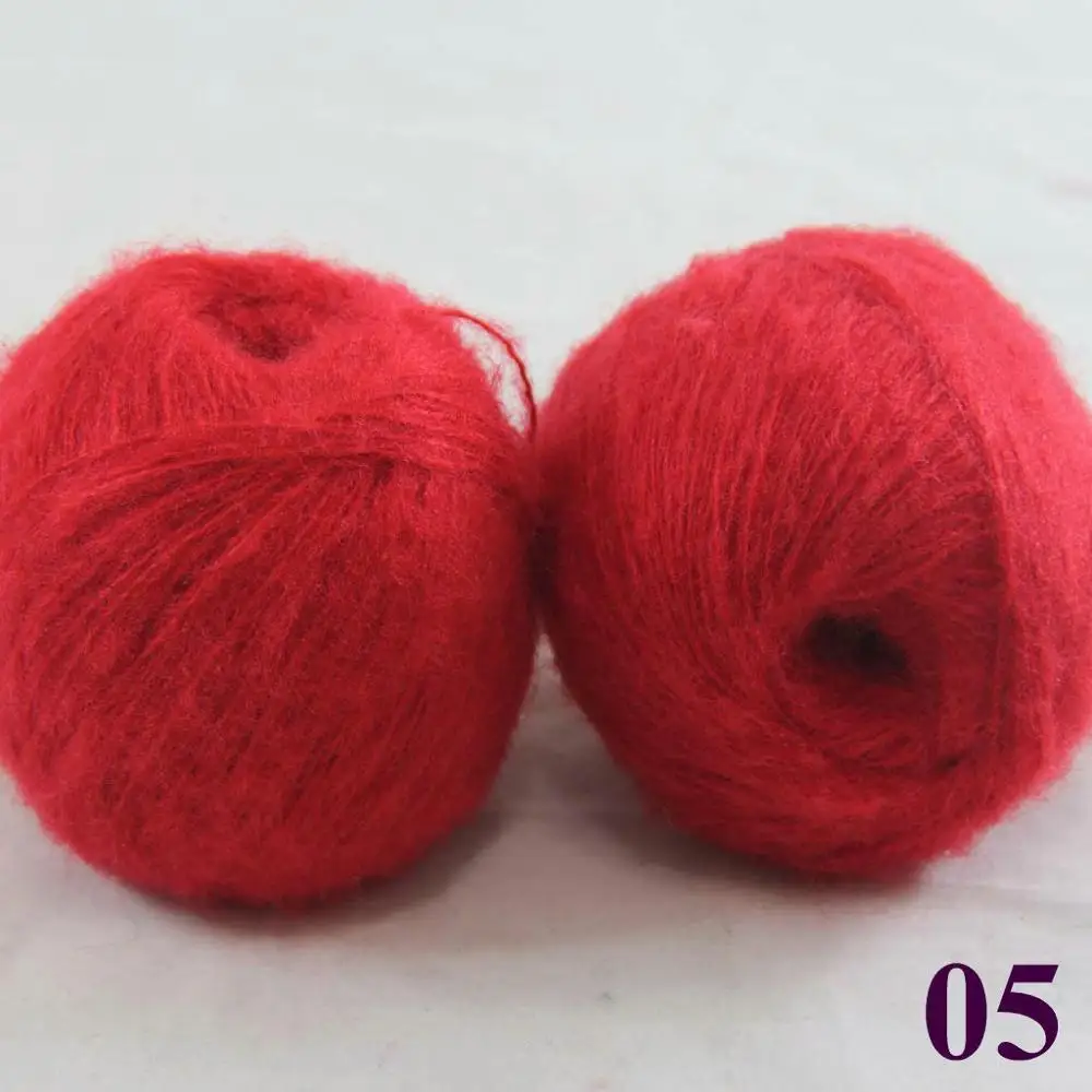 Red 05 Партия из 2 шариков х 50 г кружево МОХЕР Кашемир Шелк Ручная Пряжа Вязание 290-B - Цвет: Red 05