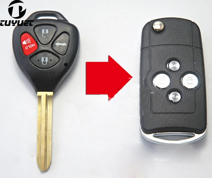 

4 Buttons Car Key Case 3+1 Buttons For Toyota Camry Taiwan Wish Modified Folding Flip Remote Key Shell