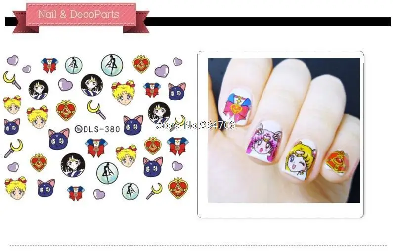 Rocooart DLS377-382 воды пленки Nail Art Стикеры модные ногти мультфильм Harajuku Sailor лунные стикеры озорные Ногти украшения