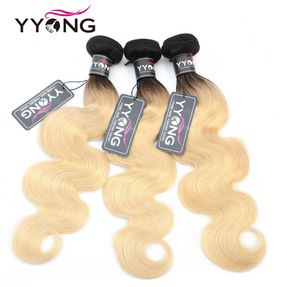  Yyong Brazilian Body Wave 1b/613 Bundles With Frontal 100 Human Hair Blonde Bundles With Closure Re